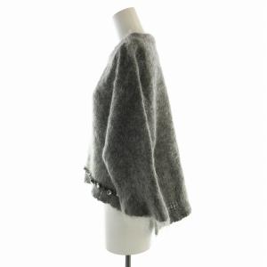 ADORE ニット セーター ビジュー モヘア プルオーバー 七分袖 ボートネック 38 M グレー
