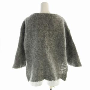 ADORE ニット セーター ビジュー モヘア プルオーバー 七分袖 ボートネック 38 M グレー