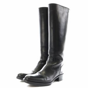 SARTORE ロングブーツ チャンキーヒール レザー 37 24.0cm 黒 ブラック