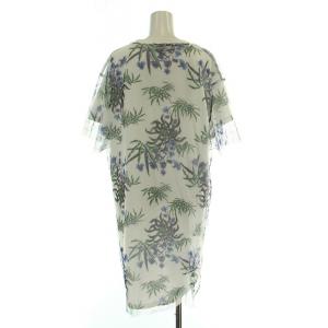 KENZO チュールワンピース Tシャツ カットソー ミニ丈 半袖 クルーネック ロゴ 花柄 M 白 ホワイト 青