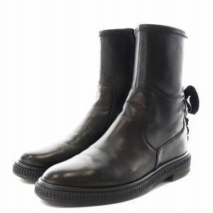 Sergio Rossi ショートブーツ バックリボン 35 22.0cm 22.5cm 黒 ブラック