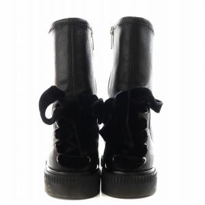 Sergio Rossi ショートブーツ バックリボン 35 22.0cm 22.5cm 黒 ブラック