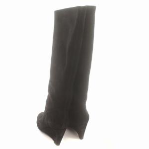 Sergio Rossi ロングブーツ スエード ウェッジソール 36 23cm 黒 ブラック