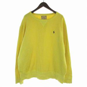 スウェット トレーナー プルオーバー クルーネック 裏起毛 ロゴ刺繍 XL 黄色