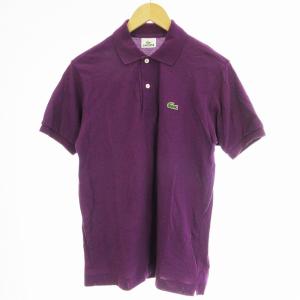 ポロシャツ ロゴ刺繍 半袖 カットソー 3 M 紫 パープル