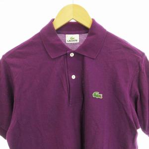 LACOSTE ポロシャツ ロゴ刺繍 半袖 カットソー 3 M 紫 パープル