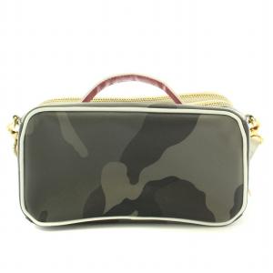 A.D.M.J. 2WAY ショルダーバッグ ハンドバッグ カモフラ 迷彩柄 切替 ロゴ プリント グレー 白 ホワイト