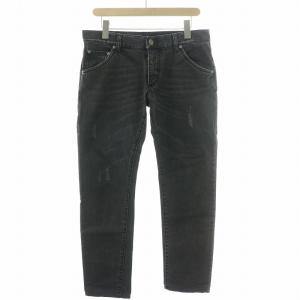 デニムパンツ ジーンズ ジップフライ ダメージ加工 46 XL 黒 ブラック /BB