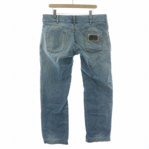 DOLCE&GABBANA 14CLASSIC デニムパンツ ジーンズ ジップフライ ロゴパッチ ダメージ加工 52 XL 水色 ライトブルー