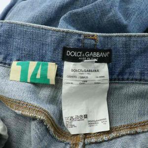 DOLCE&GABBANA 14CLASSIC デニムパンツ ジーンズ ジップフライ ロゴパッチ ダメージ加工 52 XL 水色 ライトブルー