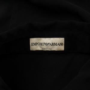 EMPORIO ARMANI カジュアルシャツ 長袖 レギュラーカラー ストレッチ 無地 黒 ブラック /BB