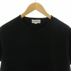 EMPORIO ARMANI Tシャツ カットソー 半袖 プルオーバー ロゴプリント XXL 黒 ブラック