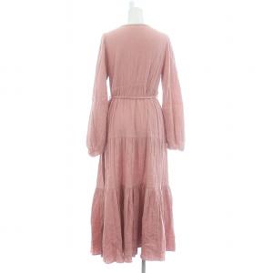 SNIDEL HOME ガーゼプリントカシュクールワンピース フレア ロング マキシ 長袖 ルームウェア 部屋着 ベルト付き F ピンク