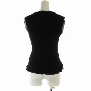 René カットソー ニット セーター ノースリーブ 総レース フリル 36 S 黒 ブラック