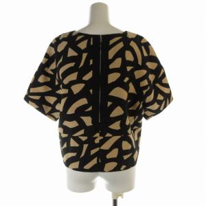 ADORE カットソー 総柄 ボートネック 五分袖 38 M 茶 ブラウン 黒 ブラック