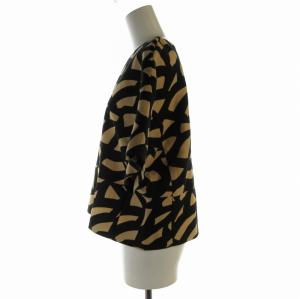 ADORE カットソー 総柄 ボートネック 五分袖 38 M 茶 ブラウン 黒 ブラック