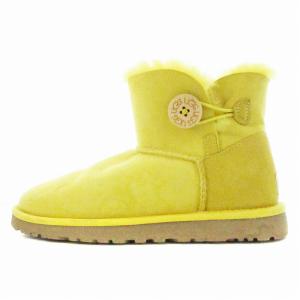 UGG australia ムートンブーツ ショートブーツ 裏ボア スエード シューズ 靴 24cm US7 黄 イエロー