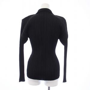 PLEATS PLEASE ISSEY MIYAKE ISSEY MIYAKE プリーツ シャツ ブラウス オープンカラー 長袖 3 L 黒 ブラック PP05-JJ001
