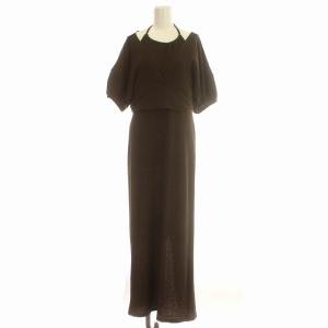 23SS ホルターネックセットワンピース カットソー 半袖 ロング ワンピース F 茶 ブラウン /G