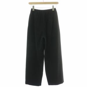 JURGEN LEHL スラックスパンツ タック ストレート ジップフライ ウエストゴム ウール M 黒 ブラック