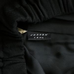 JURGEN LEHL スラックスパンツ タック ストレート ジップフライ ウエストゴム ウール M 黒 ブラック
