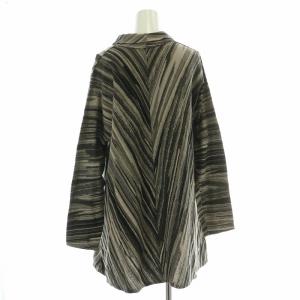 JURGEN LEHL カットソー チュニック 長袖 ストレッチ 総柄 M グレー 黒 ブラック