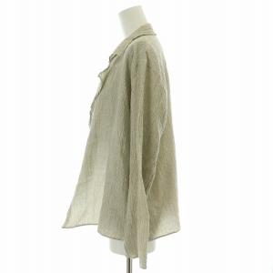 JURGEN LEHL シャツ ブラウス 前開きトッパー 長袖 薄手 シルク混 M グレージュ