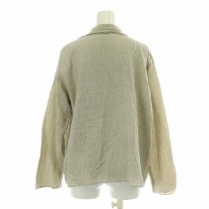 JURGEN LEHL シャツ ブラウス 前開きトッパー 長袖 薄手 シルク混 M グレージュ