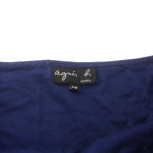 agnes b. ティアードスカート フレア ミニ ひざ丈 フリル コットン 38 M 紺 ネイビー
