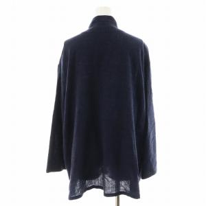 JURGEN LEHL シャツ ブラウス 長袖 ウール 麻 リネン混 M 紺 ネイビー