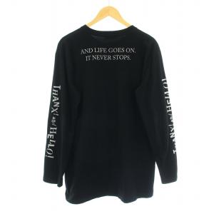 MEDM 長袖Tシャツ キラキラ ロゴプリント クルーネック ロンT 黒 Tシャツ カットソー ロンT 長袖 クルーネック プリント XS 紺