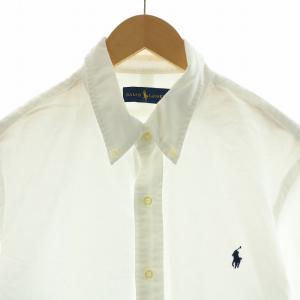 RALPH LAUREN カッターシャツ Yシャツ ワイシャツ ボタンダウン ポニー ロゴ刺繍 長袖 LG 白 ホワイト