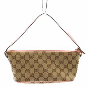 GUCCI アクセサリーポーチ ハンドバッグ GGキャンバス ベージュ ピンク