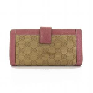 GUCCI 長財布 GGキャンバス 二つ折り ベージュ ピンク 153211