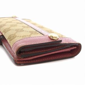 GUCCI 長財布 GGキャンバス 二つ折り ベージュ ピンク 153211
