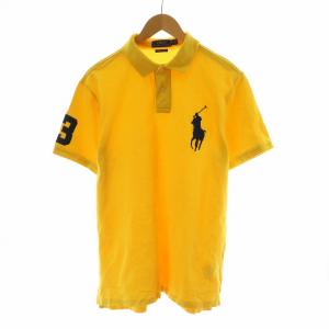 ポロシャツ 半袖 ビッグポニー ロゴ刺繍 プルオーバー CUSTOM SLIM FIT LG 黄 イエロー