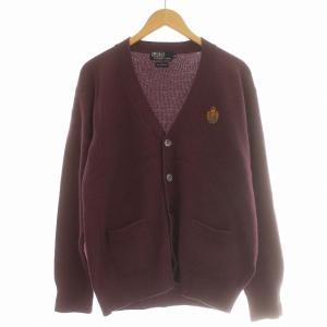 カーディガン ニット ウール 長袖 M 紫 パープル