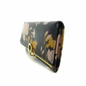 Salvatore Ferragamo 長財布 ウォレット ガンチーニ 花柄 二つ折り カード入れ 黒 ブラック