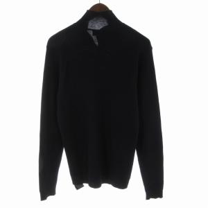 GIORGIO ARMANI Tシャツ カットソー ワッフル生地 ハイネック ベロア 長袖 I50 L 紺 ネイビー