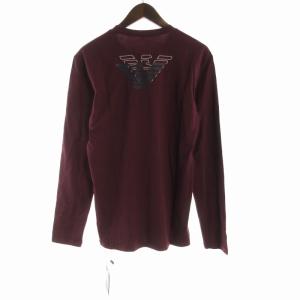 GIORGIO ARMANI タグ付き Tシャツ カットソー ロゴ プリント クルーネック 長袖 L ボルドー