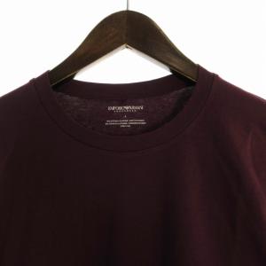 GIORGIO ARMANI タグ付き Tシャツ カットソー ロゴ プリント クルーネック 長袖 L ボルドー