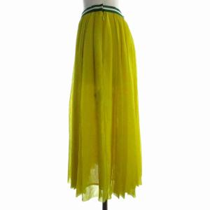 MUVEIL タグ付き プリーツスカート シアー ひざ丈 フレア 38 M 黄色