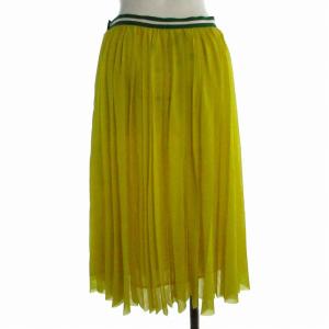 MUVEIL タグ付き プリーツスカート シアー ひざ丈 フレア 38 M 黄色