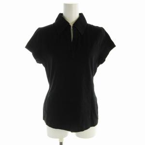 カットソー ポロシャツ 裏地ノバチェック プルオーバー 半袖 Vネック 2 M 黒 ブラック