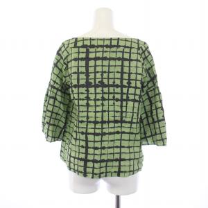 SYBILLA シャツ ブラウス 五分袖 スキッパーネック チェック柄 緑 グリーン /BM