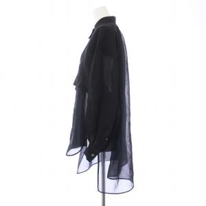 ADORE 24SS ソフトオーガンジーブラウス シャツ 長袖 シアー オーバーサイズ 38 M 黒 ブラック