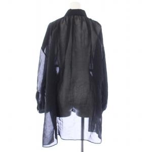 ADORE 24SS ソフトオーガンジーブラウス シャツ 長袖 シアー オーバーサイズ 38 M 黒 ブラック