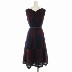 SYBILLA ワンピース ひざ丈 ノースリーブ Vネック ウエストリボン M 紫 パープル