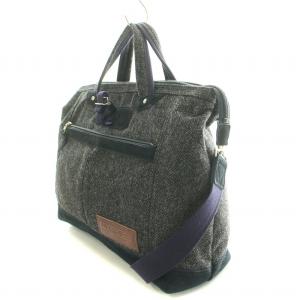 MASTERPIECE MOON社生地 2WAY ハンドバッグ ショルダーバッグ ウール スエード レザー 牛革 切替 ロゴ グレー