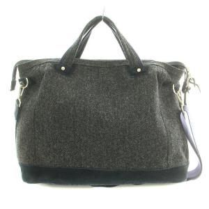 MASTERPIECE MOON社生地 2WAY ハンドバッグ ショルダーバッグ ウール スエード レザー 牛革 切替 ロゴ グレー